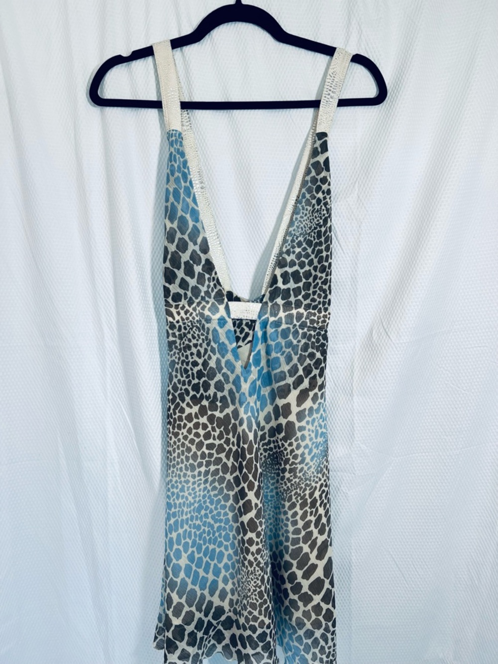 Tricia Fix Blue and Gray Animal Print Tank Top